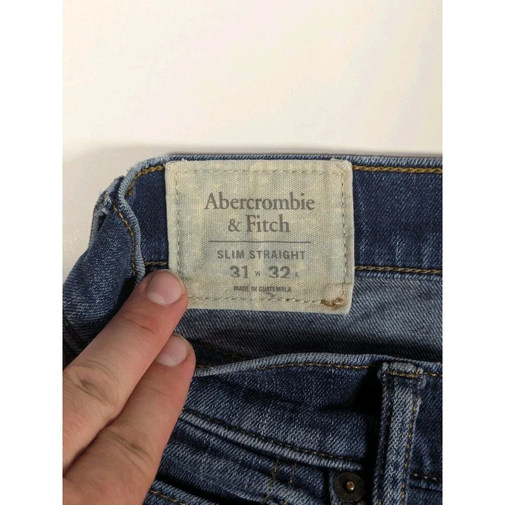 Abercrombie & Fitch Slim Straight Jeans Men's 31x32 Blue Denim Button Fly